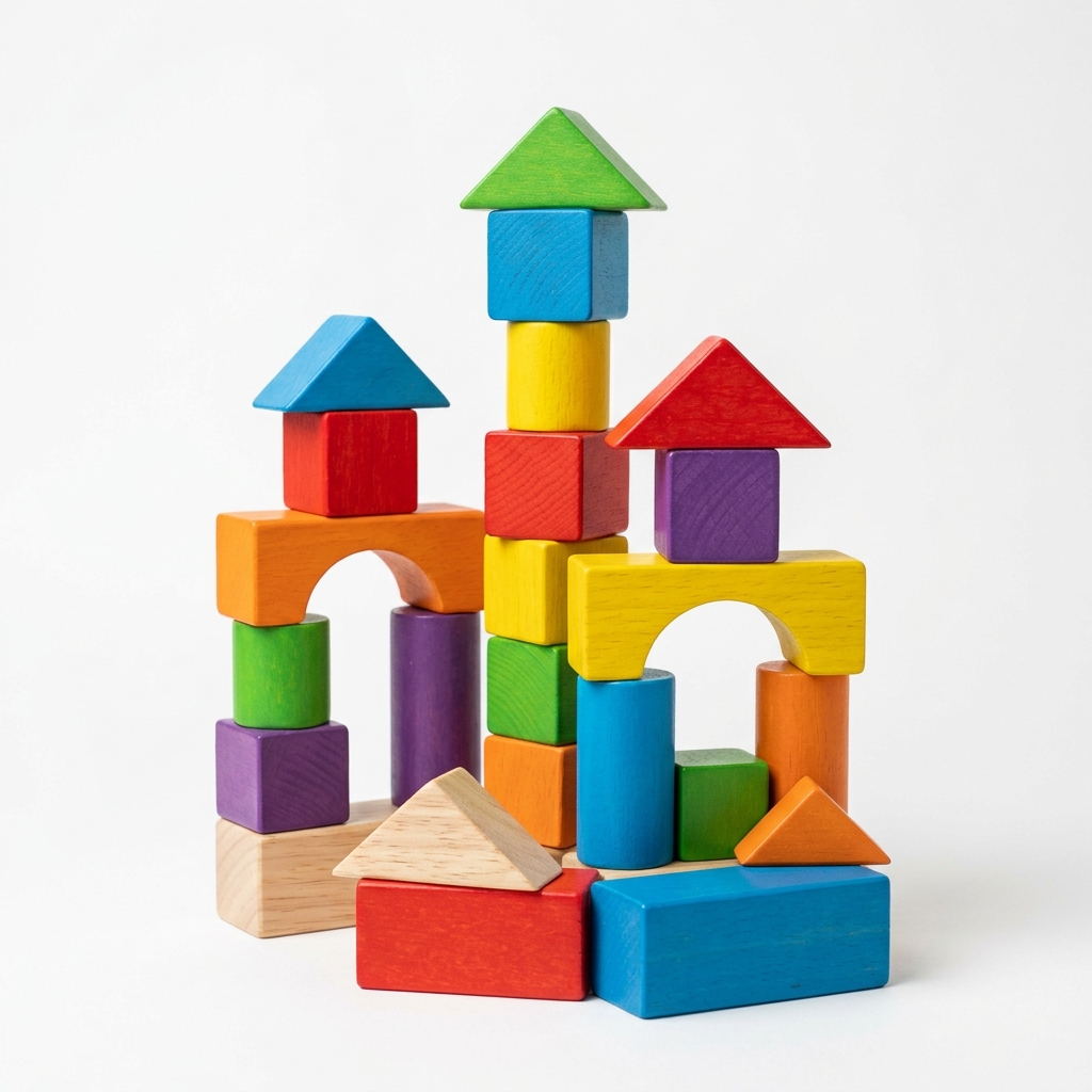 Renkli Geometrik Ahşap Bloklar